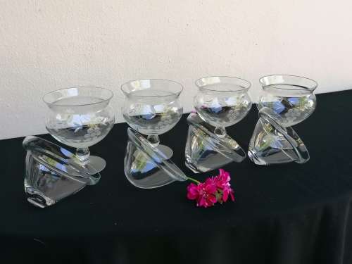 4 Grape cut Entree glasses