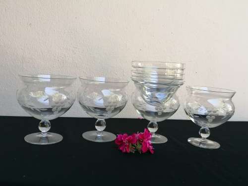 4 Grape cut Entree glasses