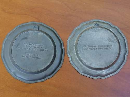 2 Small miniature German decorative wall plates