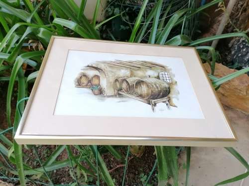 Ted Hoefsloot print wine barrels