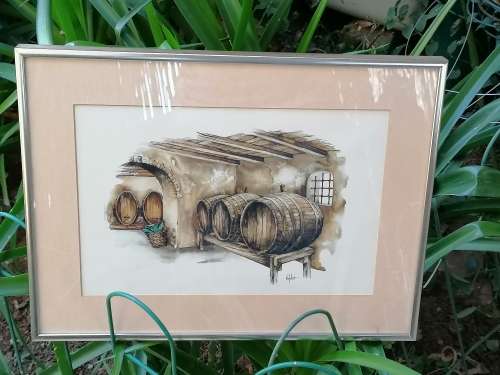 Ted Hoefsloot print wine barrels