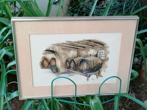 Ted Hoefsloot print wine barrels