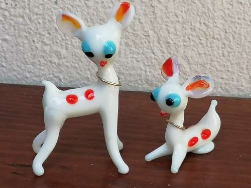 Pair of little color glass Bambi`s
