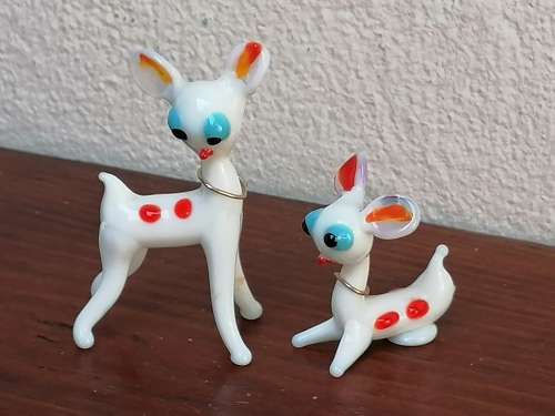 Pair of little color glass Bambi`s