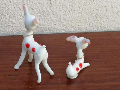 Pair of little color glass Bambi`s