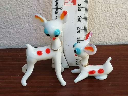 Pair of little color glass Bambi`s