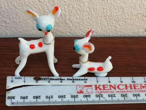 Pair of little color glass Bambi`s