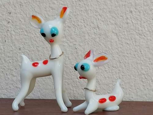 Pair of little color glass Bambi`s