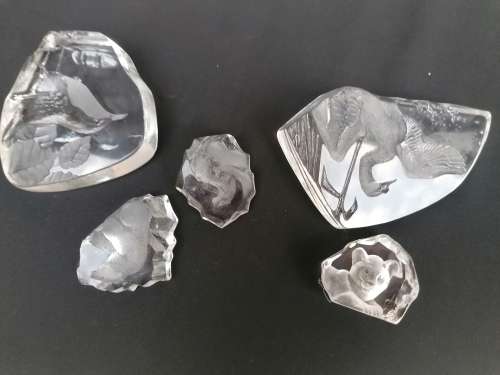 Collection of Full Lead Crystal Ornaments by Mats Jonasson Sweden