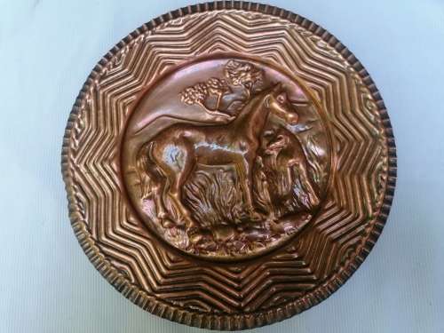 Beautiful Copper wall plate of Horse and foal