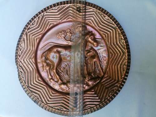 Beautiful Copper wall plate of Horse and foal