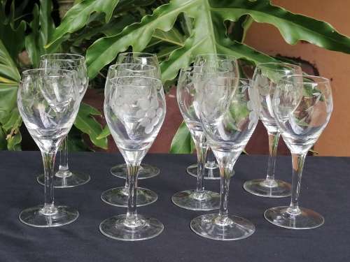 10 Vintage Grape Pattern Sherry glasses