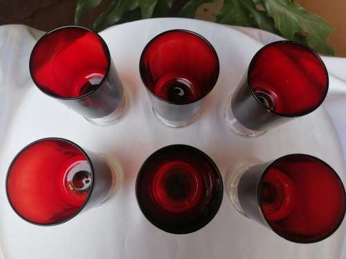 Set of 6 Wine Red French Glasses