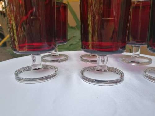 Set of 6 Wine Red French Glasses