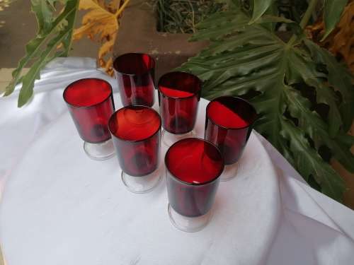 Set of 6 Wine Red French Glasses