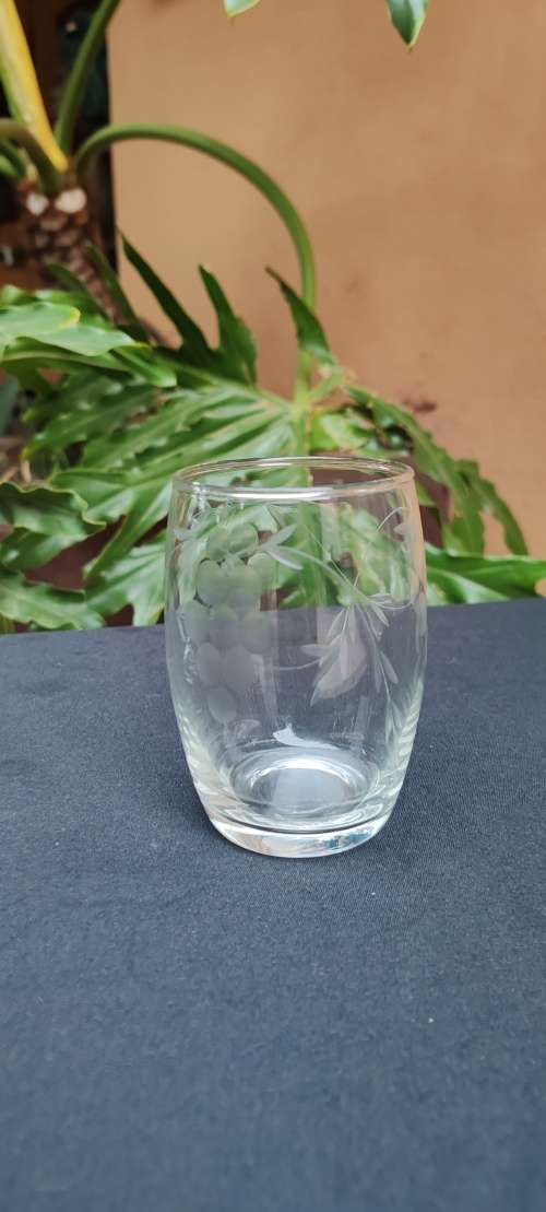 6 grape pattern juice glasses.