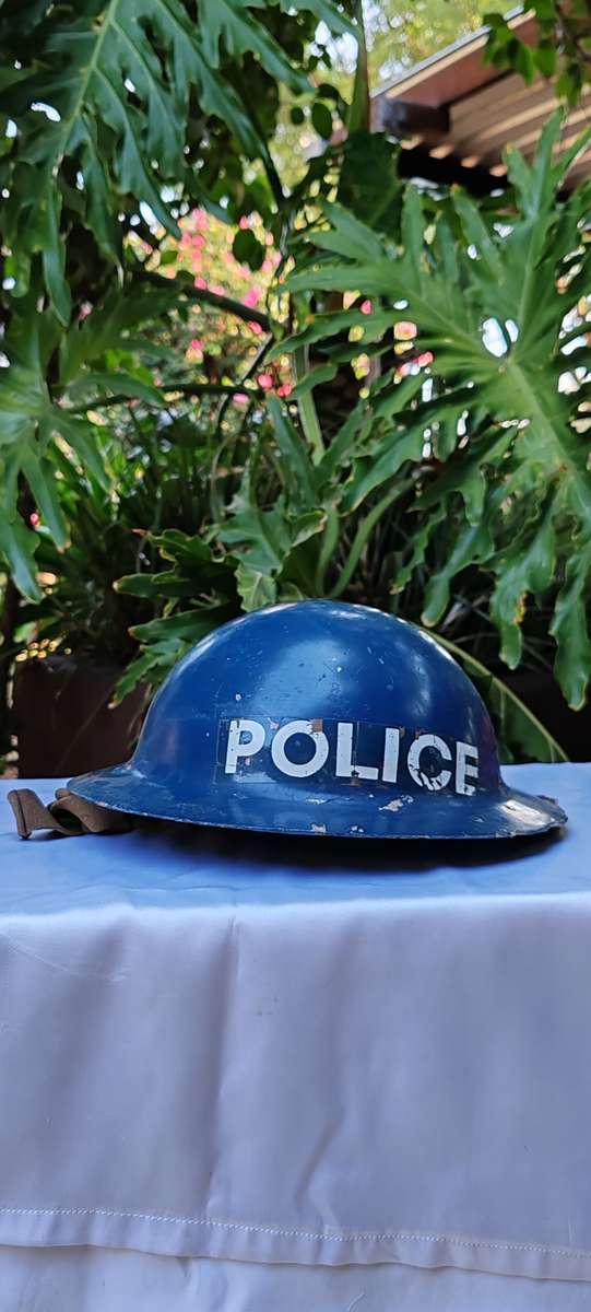 Vintage fibreglass police helmet