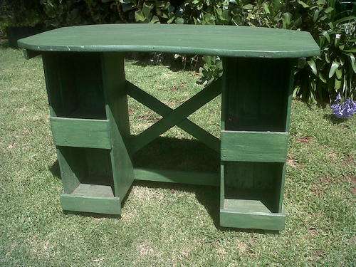 OLD GREEN PAINTED SOLID WOOD DOLLYVARDEN