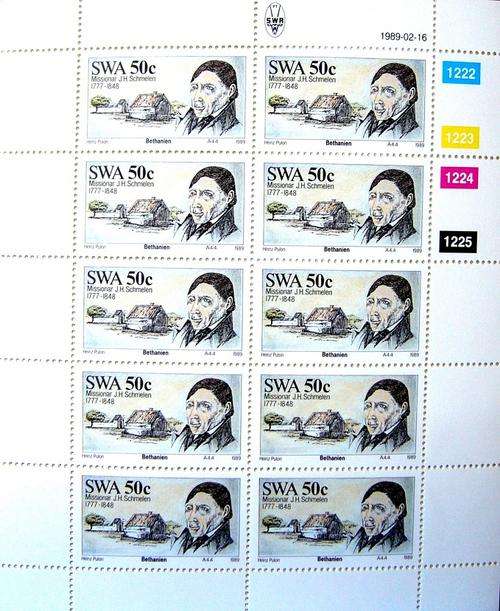 SWA  German Missionaries - Complete set -  4 full sheets of 10 stamps