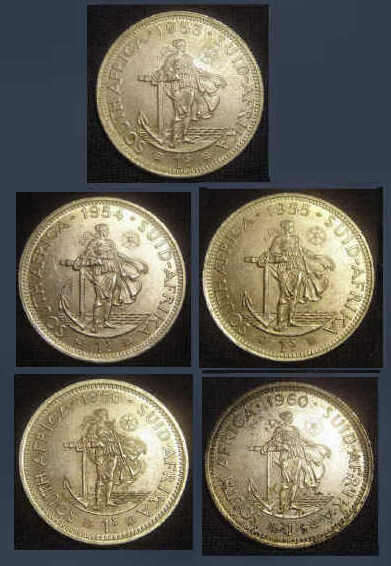 Five TOP CONDITION South African Silver Shillings (Bid PER COIN to take all five)