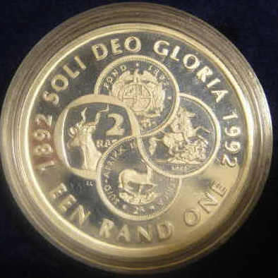 1992 South Africa Coinage (Soli Deo Gloria) One Rand in Proof