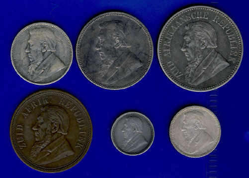 100% COMPLETE : Paul Kruger (ZAR) Coin set of 1894 (Penny up to Half Crown) : 1894