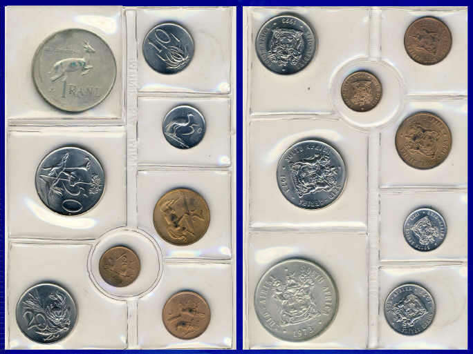 COMPLETE & UNCIRCULATED : RSA Mint Pack of 1973 (including the 4th bilingual SILVER  Rand)