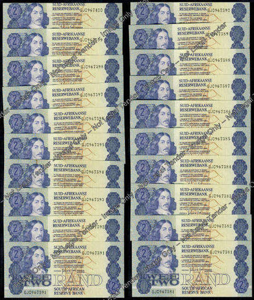 Gerhard de Kock R2 serial run of twenty (20) notes from GJ0967381 to GJ0967400