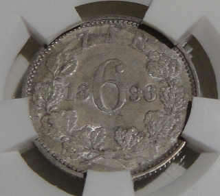 Graded Paul Kruger Z.A.R. 1896 Sixpence (6d) XF45