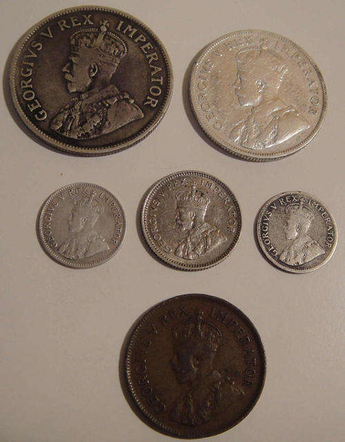Union of South Africa : King George V : Set of Coins for the year 1925 (RARE 1925 Florin included)