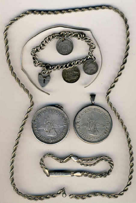 SILVER JEWELLERY and COINS (126.7 grams) ...