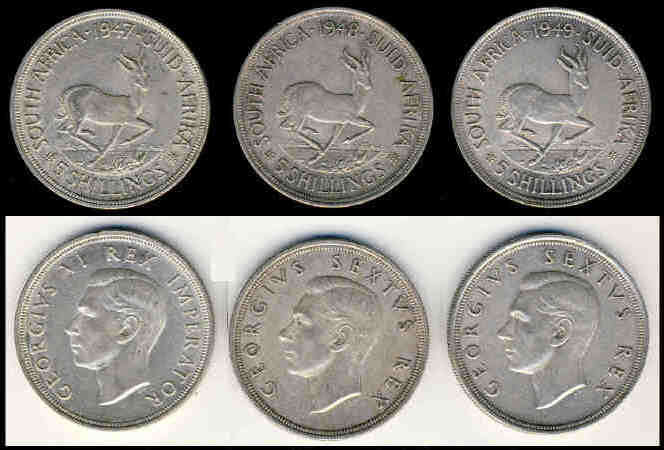 COMPLETE 1940s Crown (Silver 5-Shilling) Set of South Africa (One Bid Takes Set)