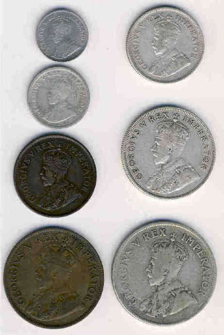 COMPLETE  bar Farthing: Union of South Africa : 1936 Coin Set up to Half Crown