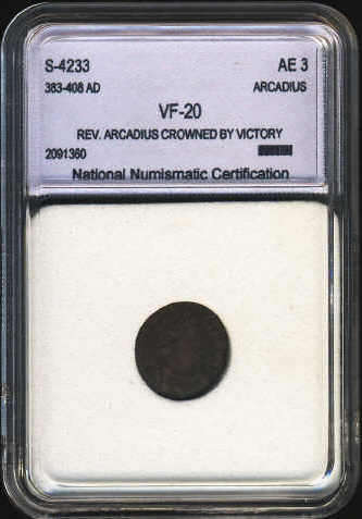 NNC Graded VF20 : ROMAN EMPIRE : AE3 of Arcadius (383-408 AD)