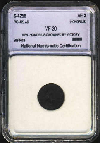NNC Graded VF20 : ROMAN EMPIRE : AE3 of Honorius (393-423 AD)