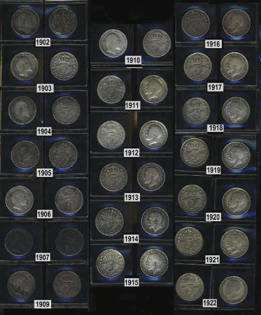 Great Britain Silver Tickey (3d) Collection : Anglo-Boer War to pre-Pretoria Mint