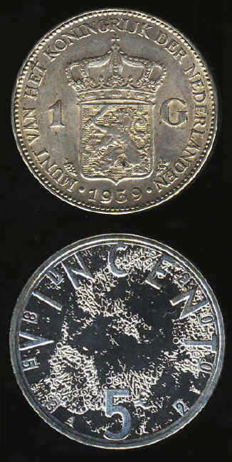 Netherlands : Two SILVER coins of Queen Wilhelmina and Queen Beatrix