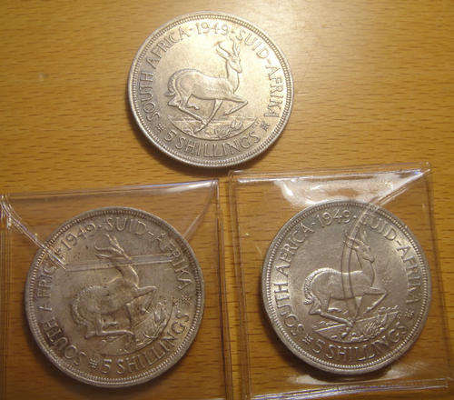 3 x 1949 SA Union Crowns (Bid per Coin to take all three)