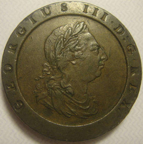 King George III DOUBLE Cartwheel Penny of 1797 in Extremely Fine condition