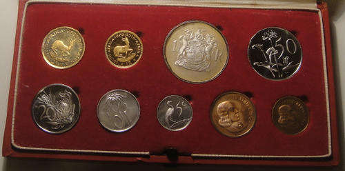 1969 Republic of South Africa LONG Proof Set with both GOLD R1 and R2 coins included