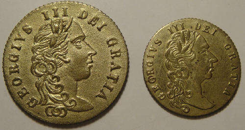 George III Counter or Gambling Tokens (Guinea and Half Guinea) dated 1788 and 1797