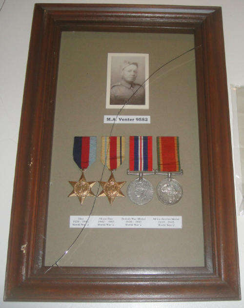 Second World War (WW2) Group of Medals awarded to MA Venter