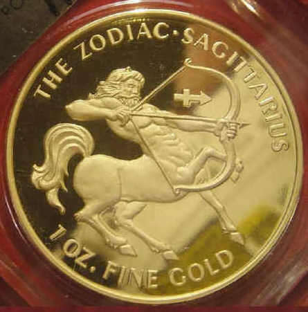 1 Oz fine GOLD MEDAL : The Zodiac : Sagittarius : The Gold Society