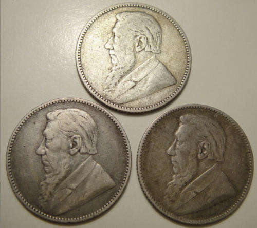 Set of Paul Kruger ZAR Shillings (1894, 1896 & 1897)