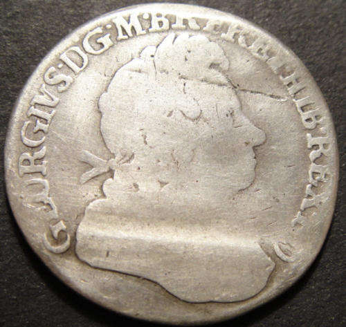 Great Britain : 1723 Sterling Silver Shilling (King George I)