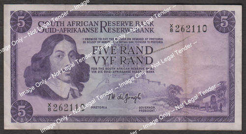 Republic of South Africa : TW de Jongh R5: The SCARCE X8 replacement note