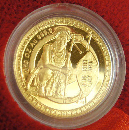 24ct GOLD Tenth Ounce Cultural R1 Series : 1999 : The Zulu Warrior