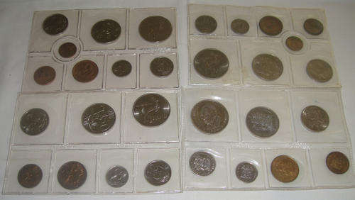 Four (4) Uncirculated Coin Sets of the RSA : 1977, 1978, 1984 and 1985