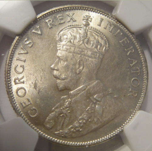 1936 Two-Shilling (2/-) : South Africa: NGC graded MS64