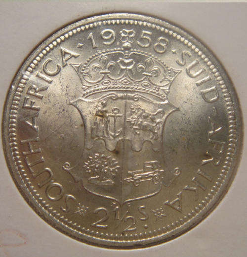 1958 Silver Half Crown : Union of South Africa : Lustrous and High Grade